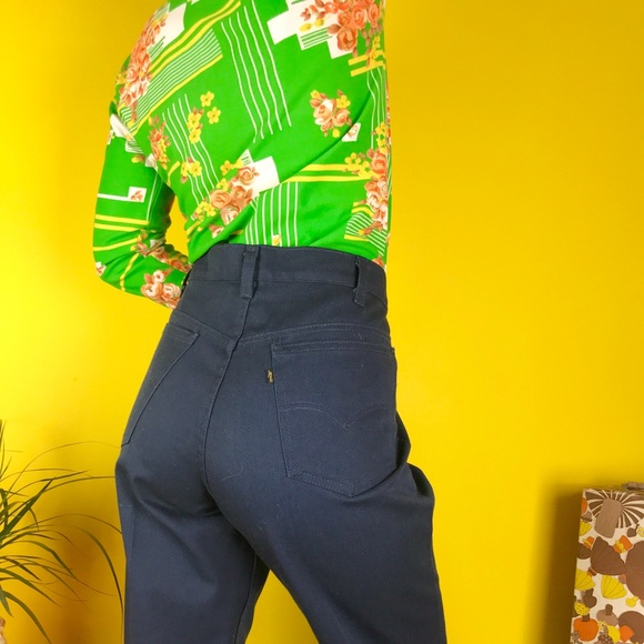 Vintage 70s Levis Sta Prest unisex navy jeans 35” - Picture 4 of 6